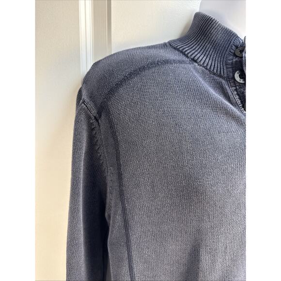 BKE Men's Large Blue Ryder 1/4 ButtonHenley Sweater Knit Cotton Pullover Casual - Picture 3 of 9